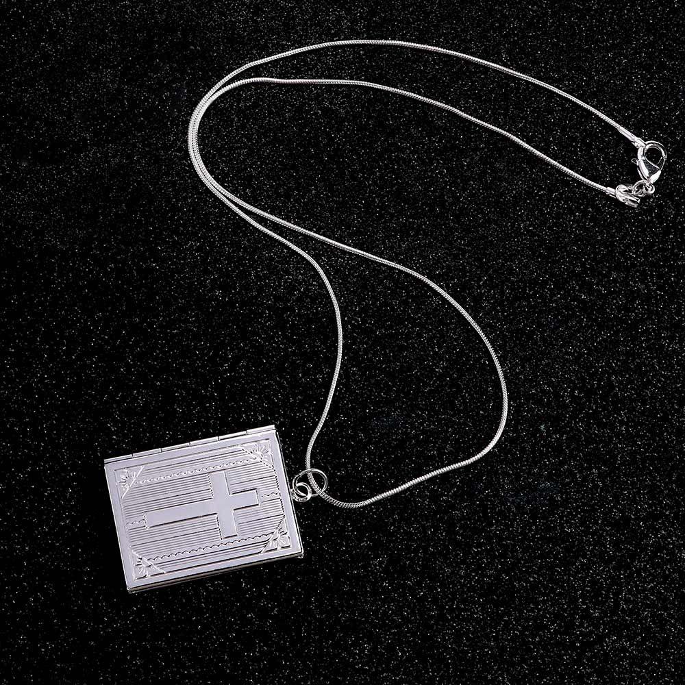 Charms Pciture Frame Pendant Christian Cross Bible Box Chains Jewelry Necklace Clothing Accessories