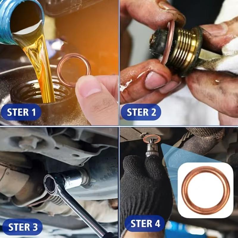 A Set Car Oil Pan Drain Gasket Replace Mixed Loading Combination Bolt Copper Pad Aluminum Gasket Automotive Tank Accessories M14