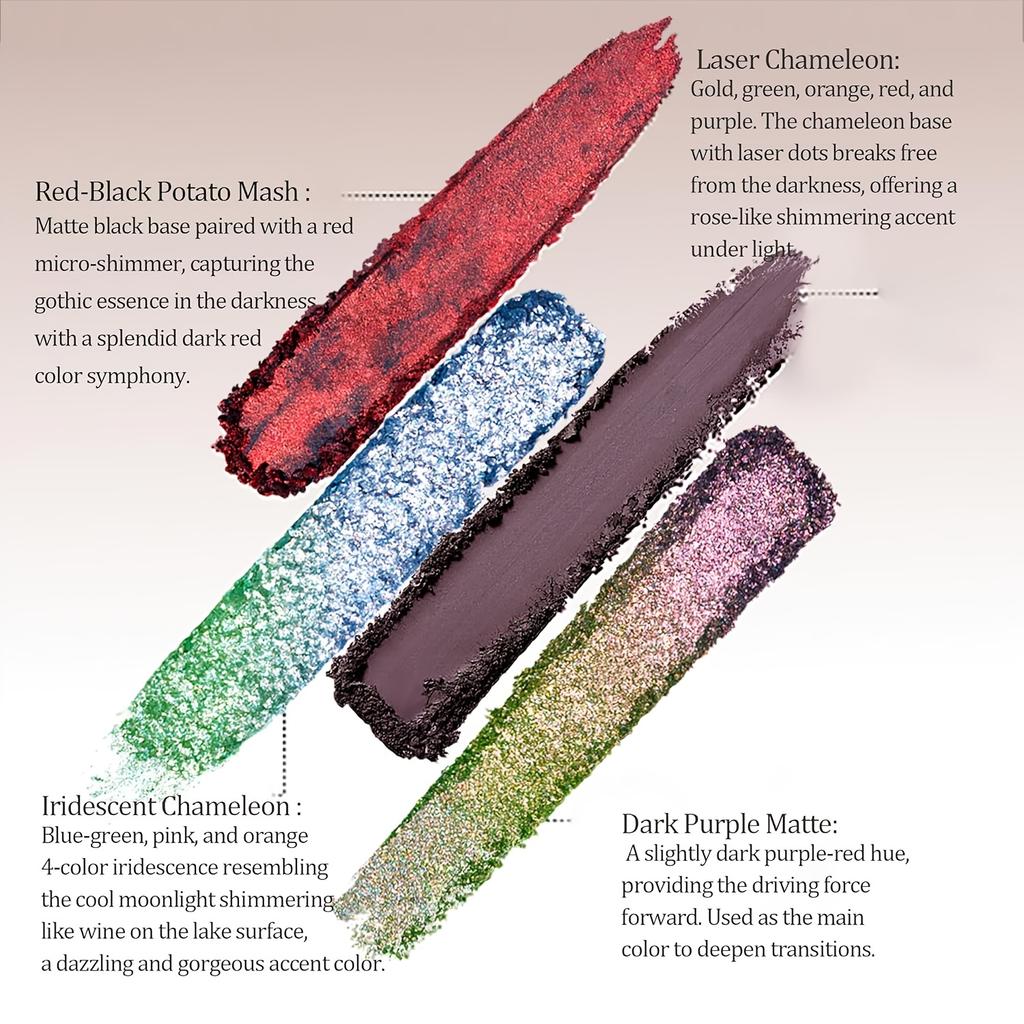 Палетка теней для век в готическом стиле, 16 цветов, Двухцветная прессованная пудра, Высокопигментированная формула, Стойкий набор для макияжа с глубоким цветом