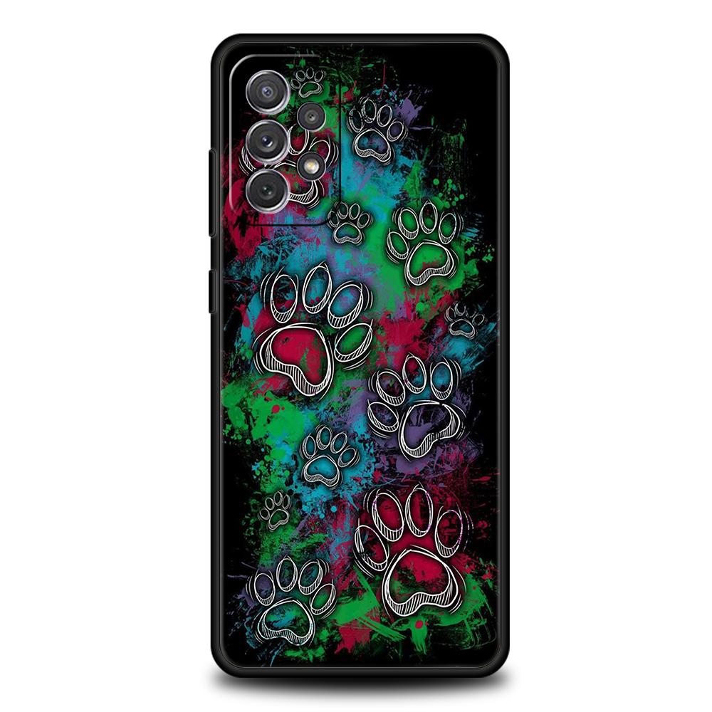 Dog Footprint Paw Cute Phone Case for Samsung Galaxy A15 A14 A25 A54 A34 A51 A71 A72 A73 A32 A52 A11 A21S A31 A41 5G Soft Shell