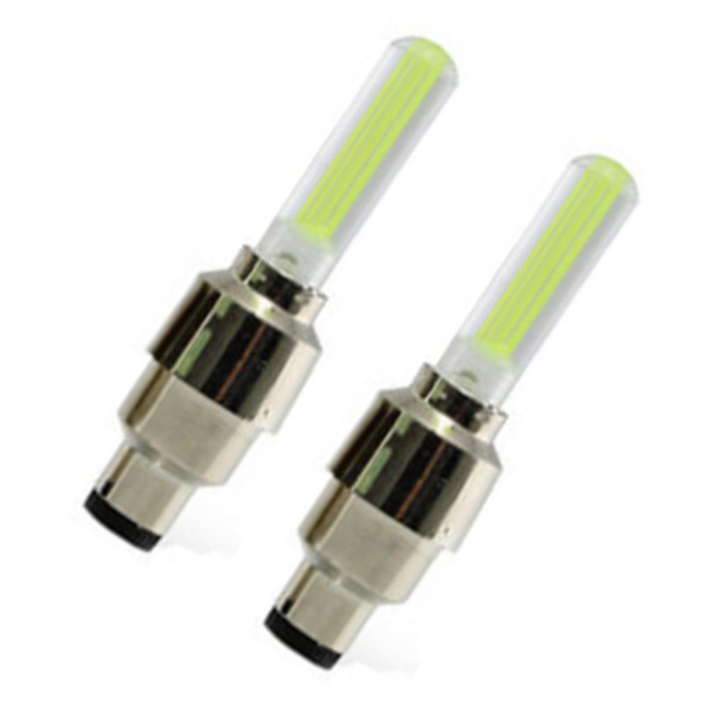 2PCS Motorcycle Wheel Light Tire Valve Stem Cap Lamp Night Riding Decoration Universal for Car Bike Bicycle Green