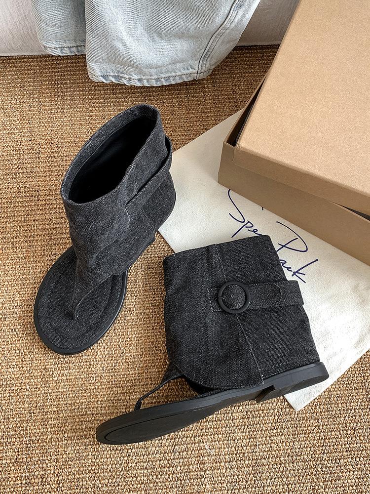 Женские туфли на плоской подошве, классные ботинки, сандалии, дизайнерские повседневные сандалии с застежкой-молнией, новинка лета 2024 года, женские модные ковбойские сапоги в стиле вестерн, Zapatillas