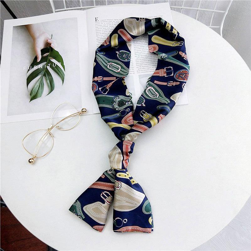 Маленький шарф женский длинный стиль весна и осень двухстороннее украшение универсальный зимний маленький шарф профессиональный шарф длинный шарф аксессуар