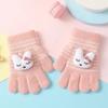 1Pairs Cute Cartoon Rabbit Bear Winter Warm Kids Gloves Kindergarten Boys Girls Five Finger Knitted Gloves for 3 To 6 Years