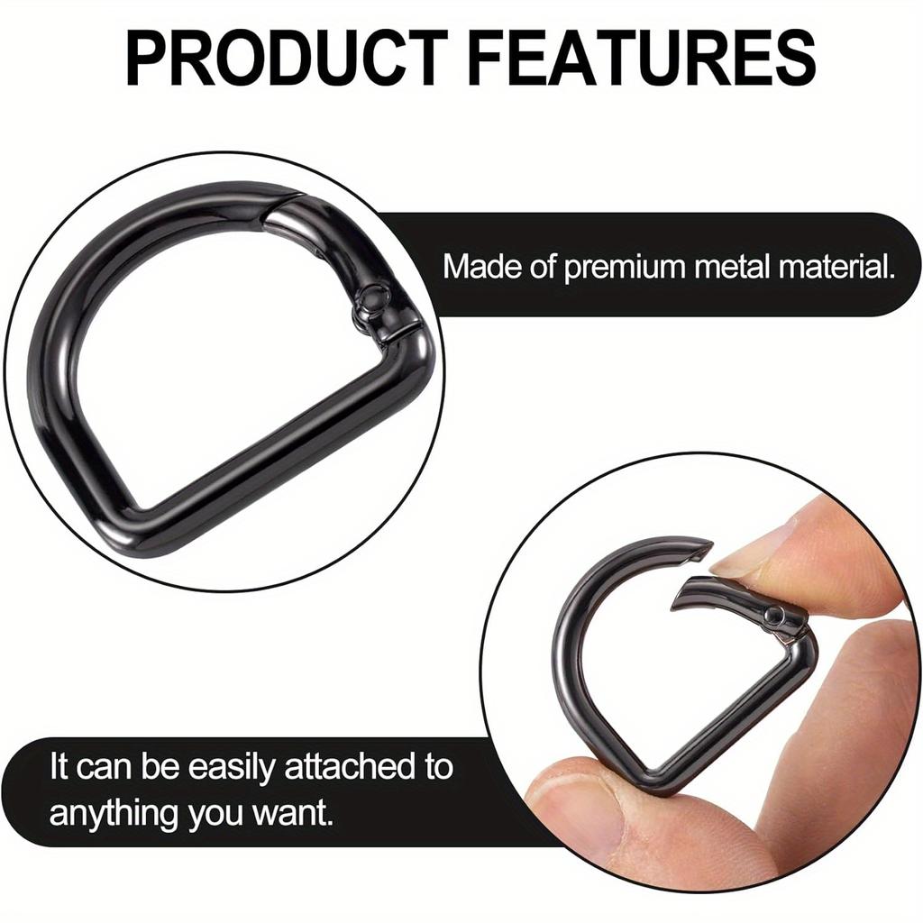 5pcs D Ring Openable Metal Buckles Bag Luggage Strap Connecting Clasp Spring Keyring Hardware Accessories