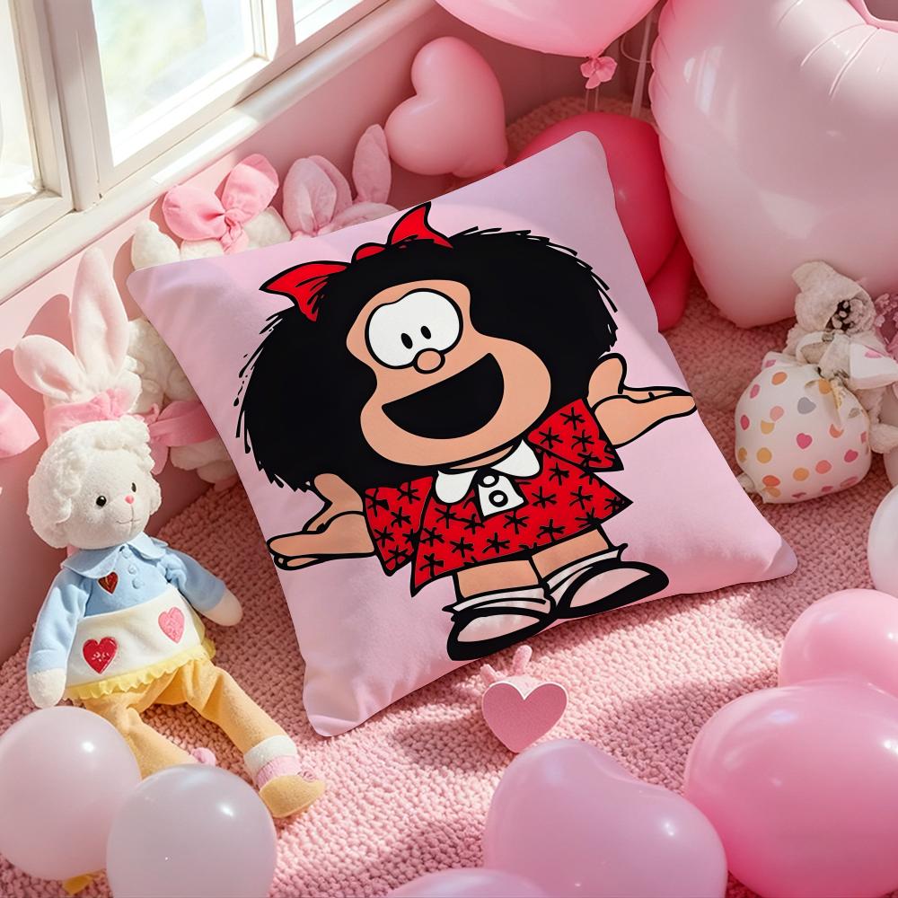 M-Mafalda Cartoon Cushion Cover Pattern Printed Pillowcase for Living Room Sofa Cushion Cover & Bedroom Decor
