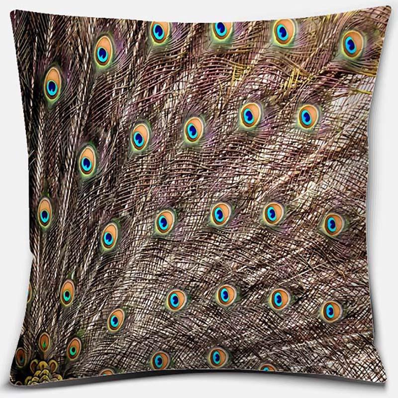 Peacock Feather Series Pattern Decorative Pillowcase, Living Room Sofa Office Seat Cushion Cover, Room Bedroom Home Decoration