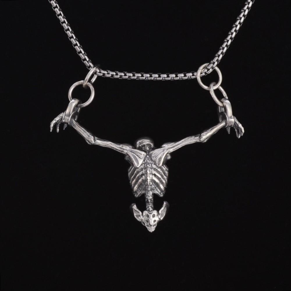 Gothic Men Necklace Zinc Zinc Alloy Clavicle Chain Simple Skull Head Pendent Halloween