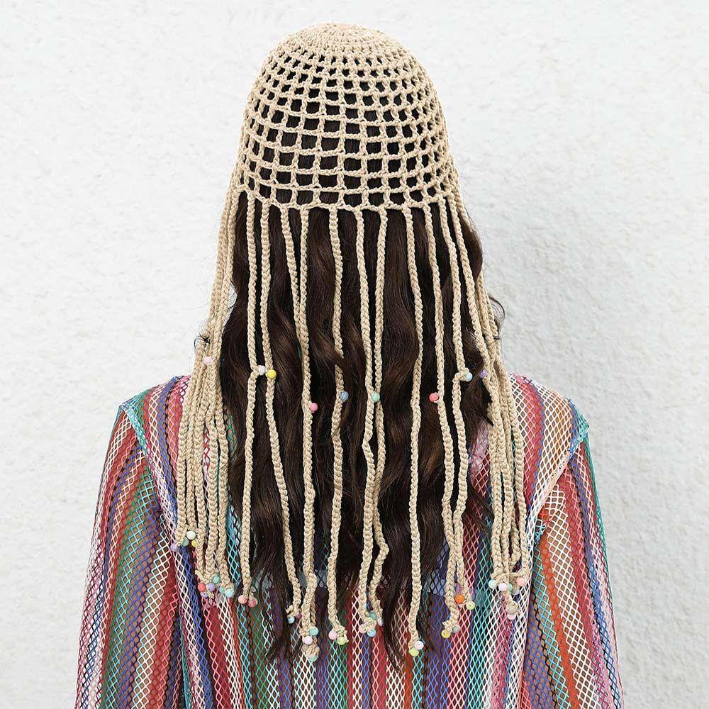 Вязаная шапка Y2k ручной работы, шапка-бини, дышащая шапка-берет для женщин