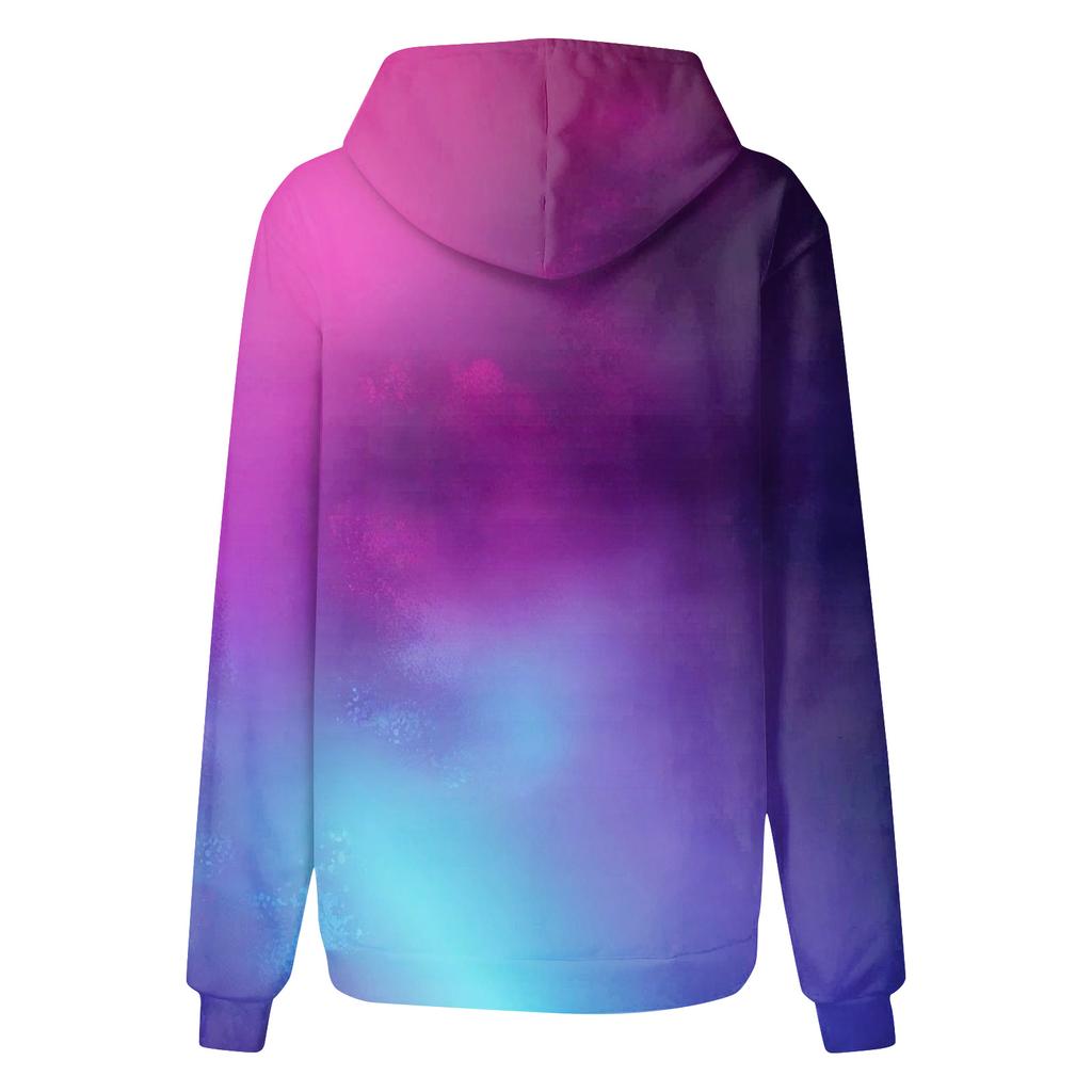 Felpe girocollo casual versatili quotidiane alla moda da donna Felpe con stampa patchwork sfumata a maniche lunghe giornaliere grafiche