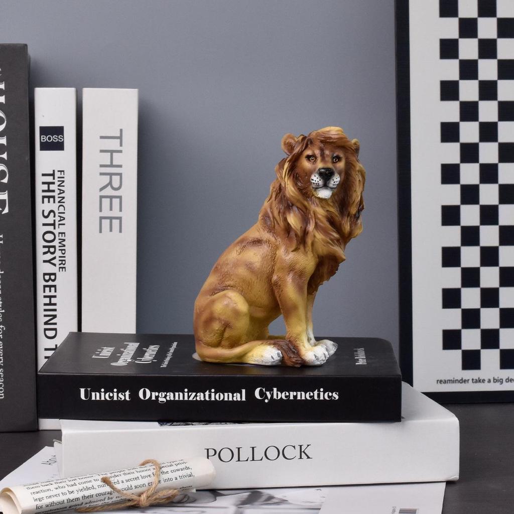 Elegant Male Lion Resin Ornament for Office or Home Decor