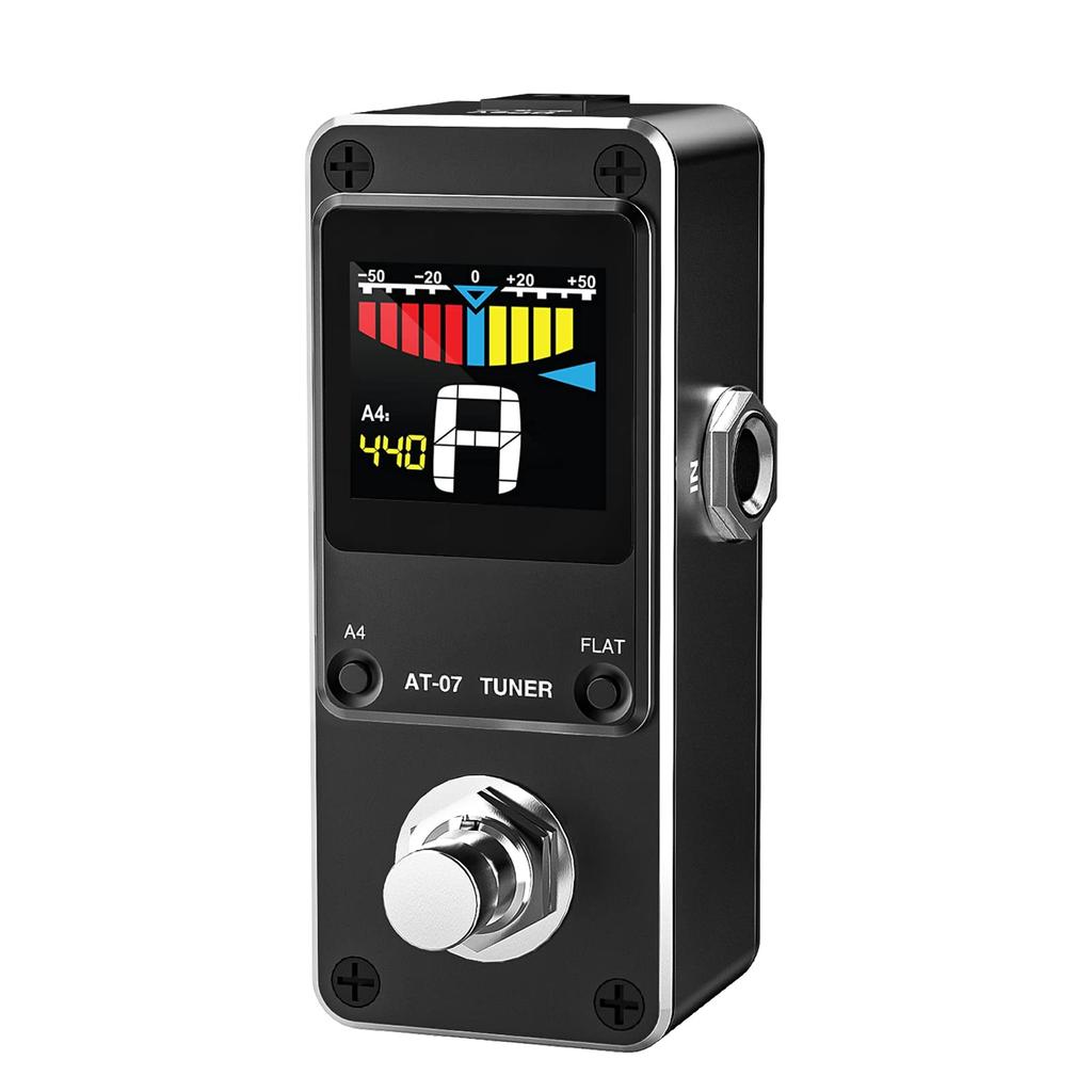 LEKATO Tuner Tuner Pedal with True Bypass Electric Guitar and Bass Tuner Color Display Tuner Pedal with Pitch and Flat Tuning Mute,