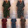 Плюс размер леопардовые платья средней длины с половиной рукавом женские летние повседневные пляжные вечерние платья свободные винтажные праздники