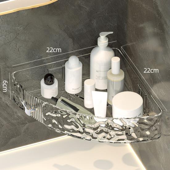 Стеллаж для хранения в ванной, настенная угловая полка, высокая несущая способность, большая вместимость, прозрачный держатель для макияжа, органайзер для душа