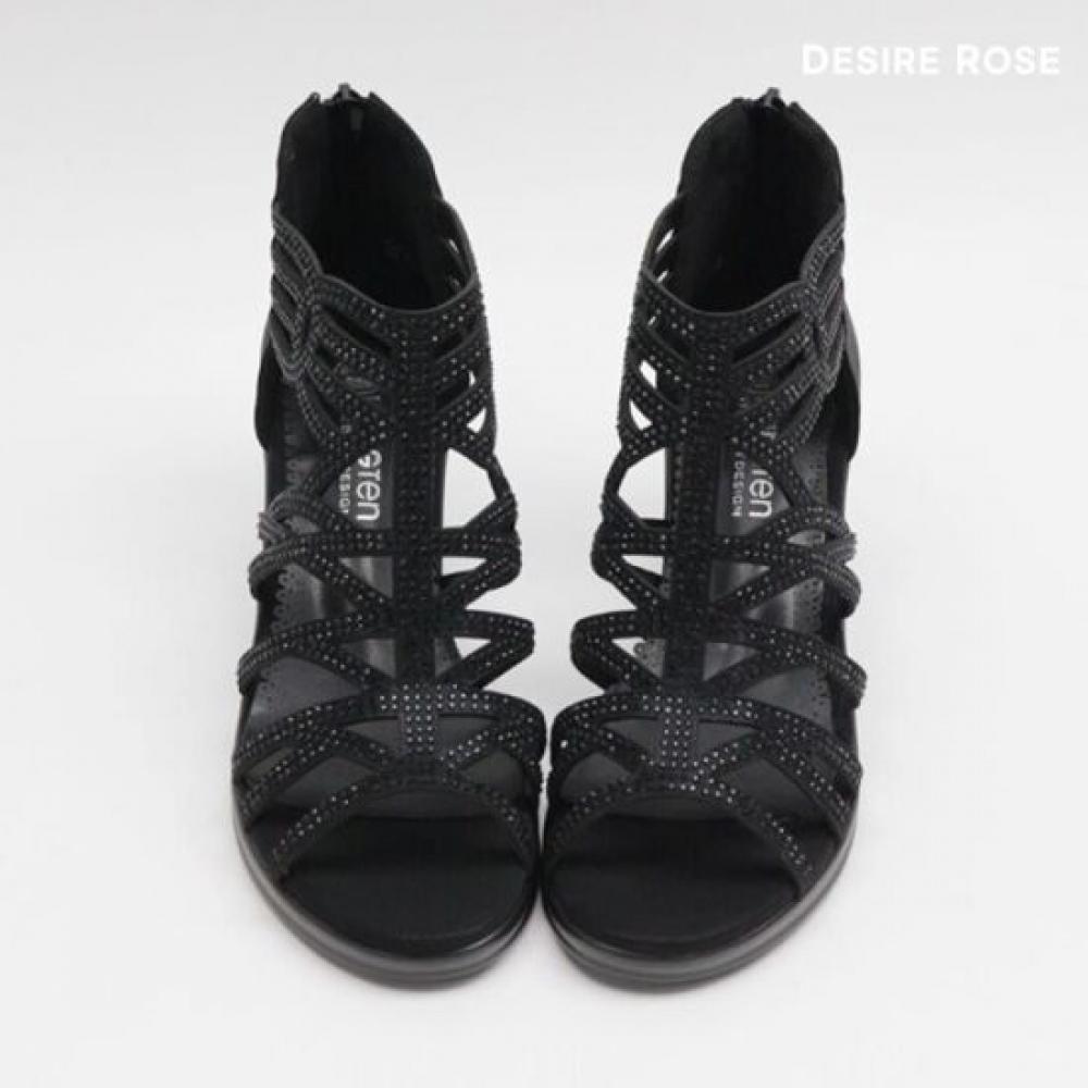 Desire Rose Women Sheer Back Zipper Ankle Sandal Heel 6cm