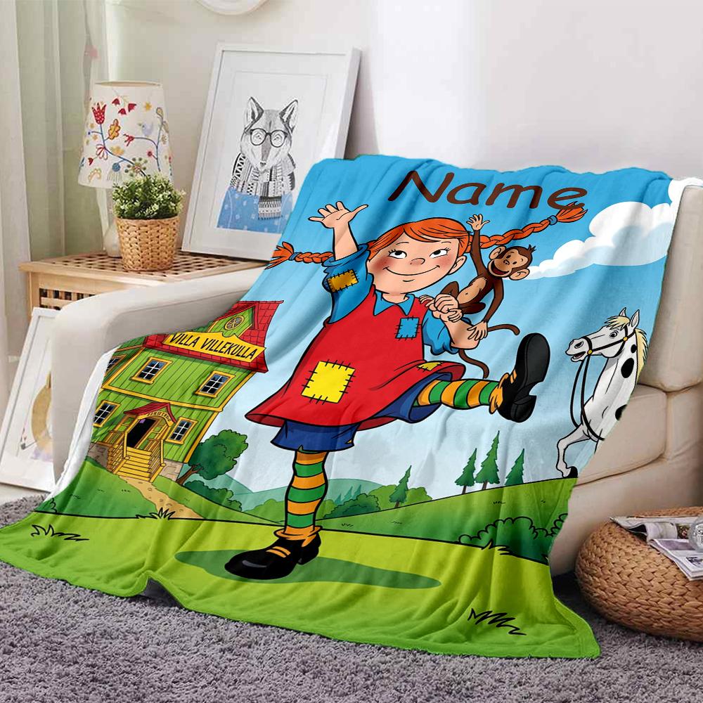 Custom Name Pippi Theme Printed Blanket Perfect For Couch Bed Travel Outdoor Use Machine Washable Cozy Durable