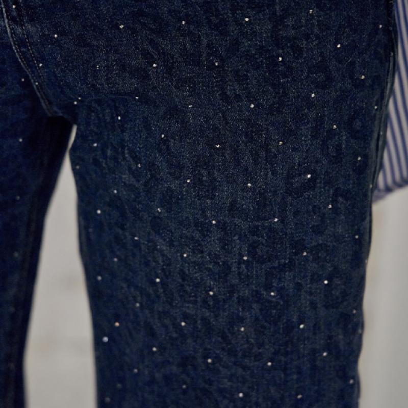 Maxza Cubic Leopard Wide Dark Blue Denim Pants Ze03ql003na