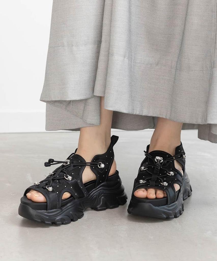 Спортивные сандалии с прозрачными вставками и украшениями PR35183 BLACK S