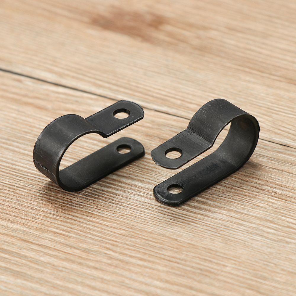 100Pcs Plastic R-Type Clip Cable Clamp P Clips Black Nylon Fasteners Cable Mounting Fix Hardware Wiring Hose Fasteners