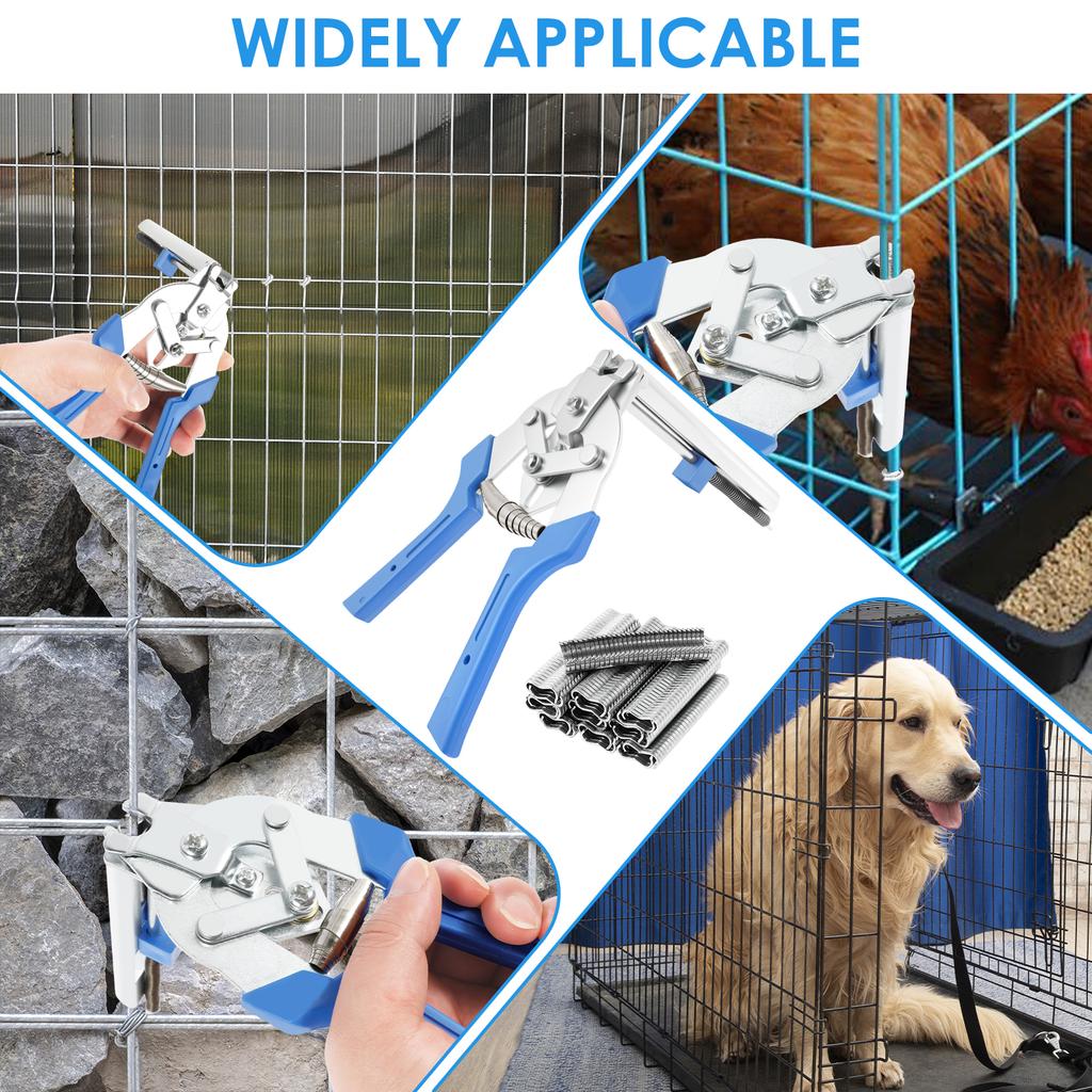 Новый инструмент для клещей для хомутов из углеродистой стали, плоскогубцы для стопорных колец с 1800 шт. М-образных скоб, скобы, сетка для куриц, проволочная ограда, ручной инструмент