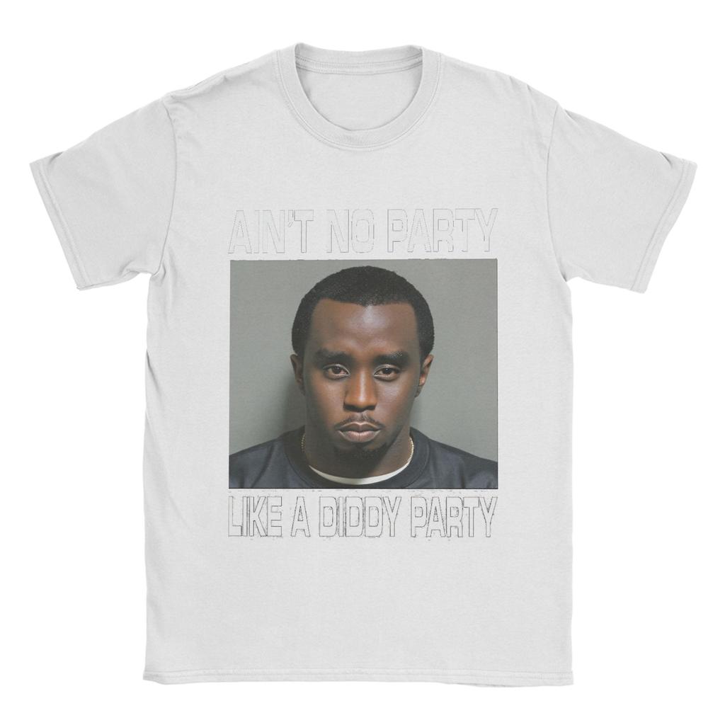 Мужская ретро футболка 'Aint No Party Like a Diddy Party' Одежда Смешная с коротким рукавом с круглым вырезом Летние футболки