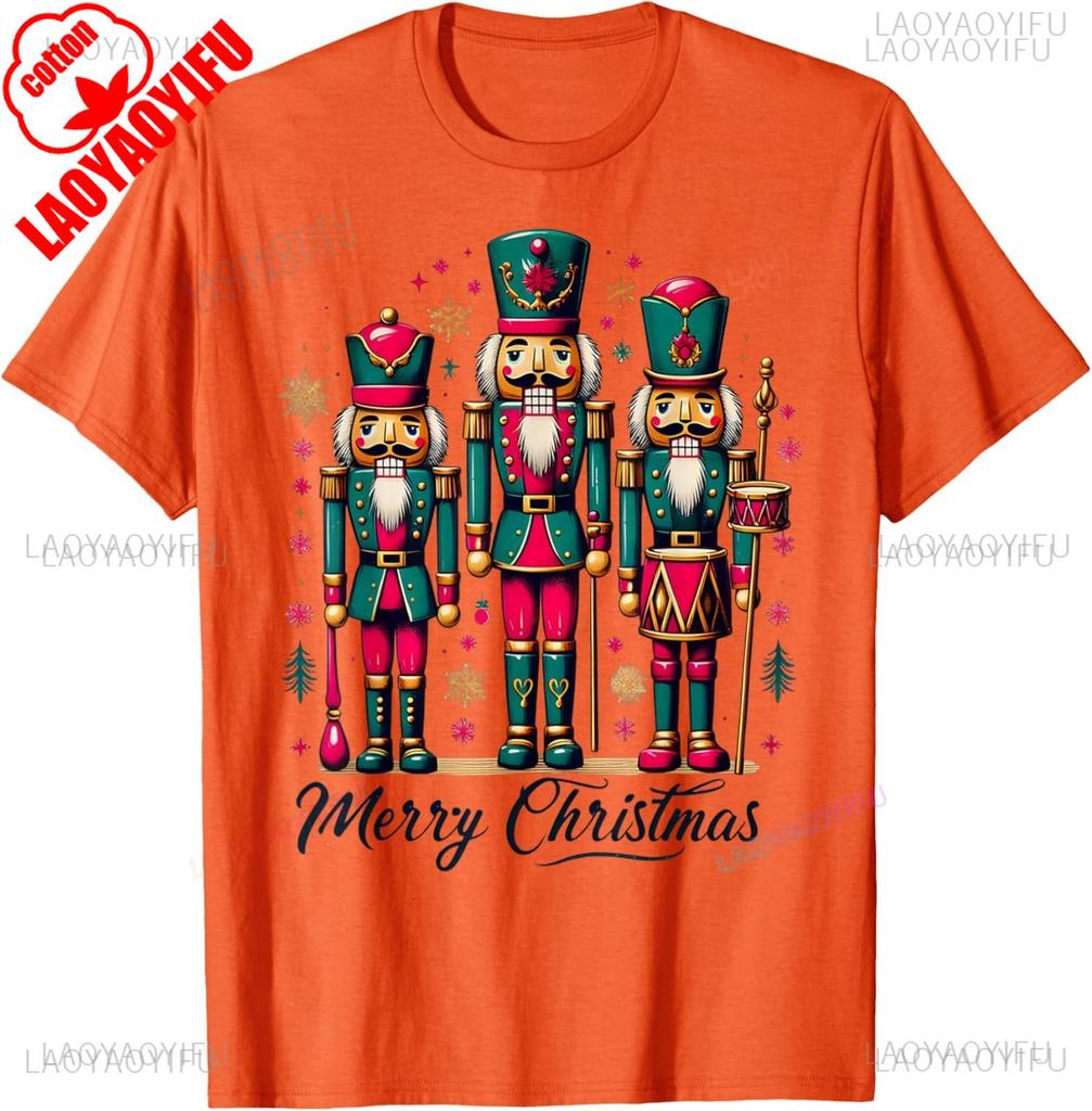 Ретро Рождественские Женские Мужские Футболки с Графикой Винтажные Классические Русский Балет Щелкунчик Счастливого Рождества Хлопковая Свободная Футболка