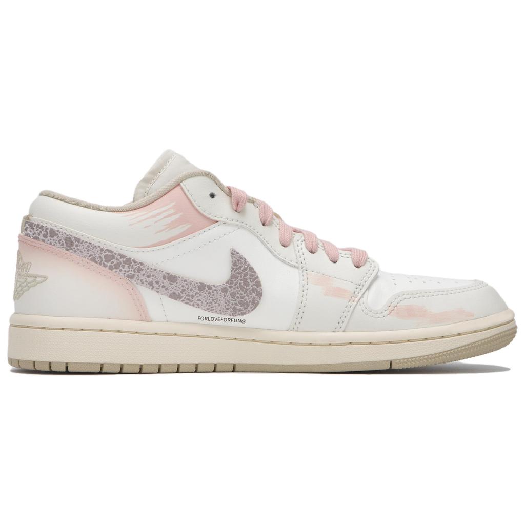 Jordan Air Jordan 1 Износостойкие Низкие Винтажные Баскетбольные Кроссовки Женские Бежево-Розовые DC0774-112(Командачетыре-)