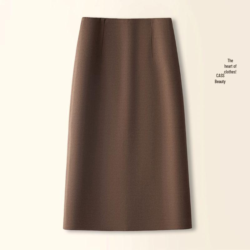 Women's Woolen A-Line Mid-Length Slit Skirt - Autumn/Winter 2025 Collection