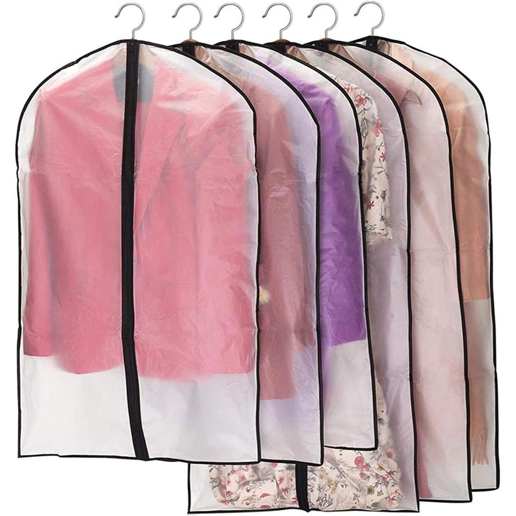 6 шт., 60*100 см, чехлы для одежды, пылезащитные чехлы для одежды, защита от моли, сумка для пальто с молнией, полупрозрачный чехол для платья PEVA, водонепроницаемый