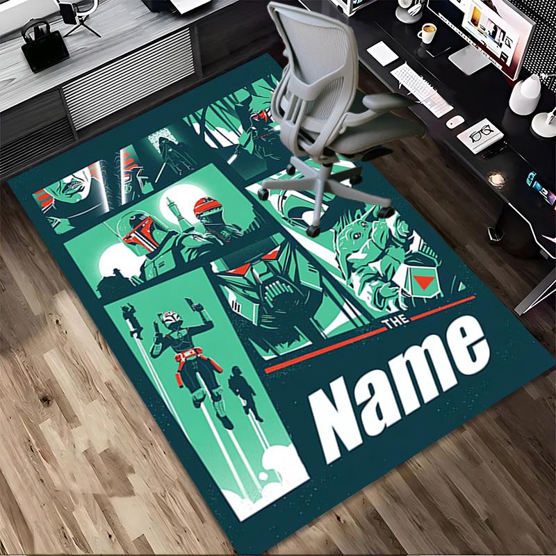 Personalized Name Darth Vader Lightsaber Living Room Non-Slip Area Rug Soft Carpet for Bedroom Kids Playroom Sofa Office Home Decor Doormat
