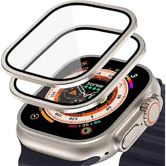 Корпус из алюминиевого сплава + закаленное стекло для Apple Watch Ultra 2 49 мм Защитная пленка от царапин для iWatch Ultra 49 мм