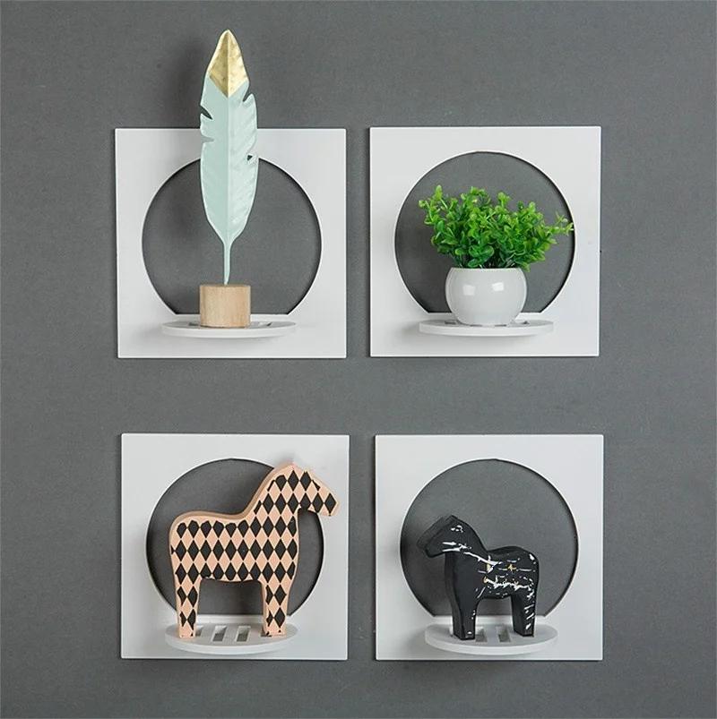 Simple Opening Free Punching Rack Simple Flower Stand Potted Bedroom Wall Hanging Decoration Home Suction Cup Rack