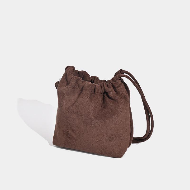 Винтажная красная замшевая сумка-ведро женская Niche брелок завязывающийся шнурок сумка через плечо