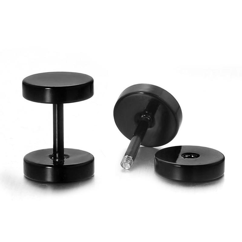 Dumbbell Fashion Round Dumbbell Set Stainless Steel Earrings Stud Earrings Ear Plugs Tunnel