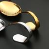 Посуда для сервировки из нержавеющей стали, ложка с изогнутой ручкой, золотая, для независимого питания в отеле, изогнутая, гостиничные принадлежности, ложка