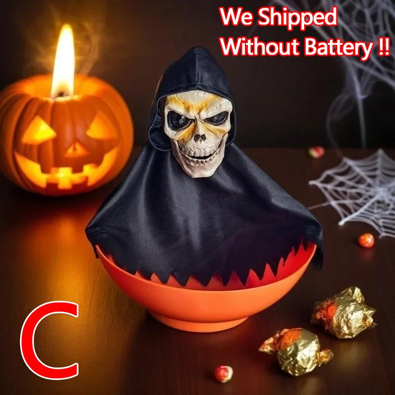 2025 New Halloween Candy Bowl Motion Activated Ghost Dish with Light Up Eyes Spooky Sound Party Decor Trick or Treat Bowl