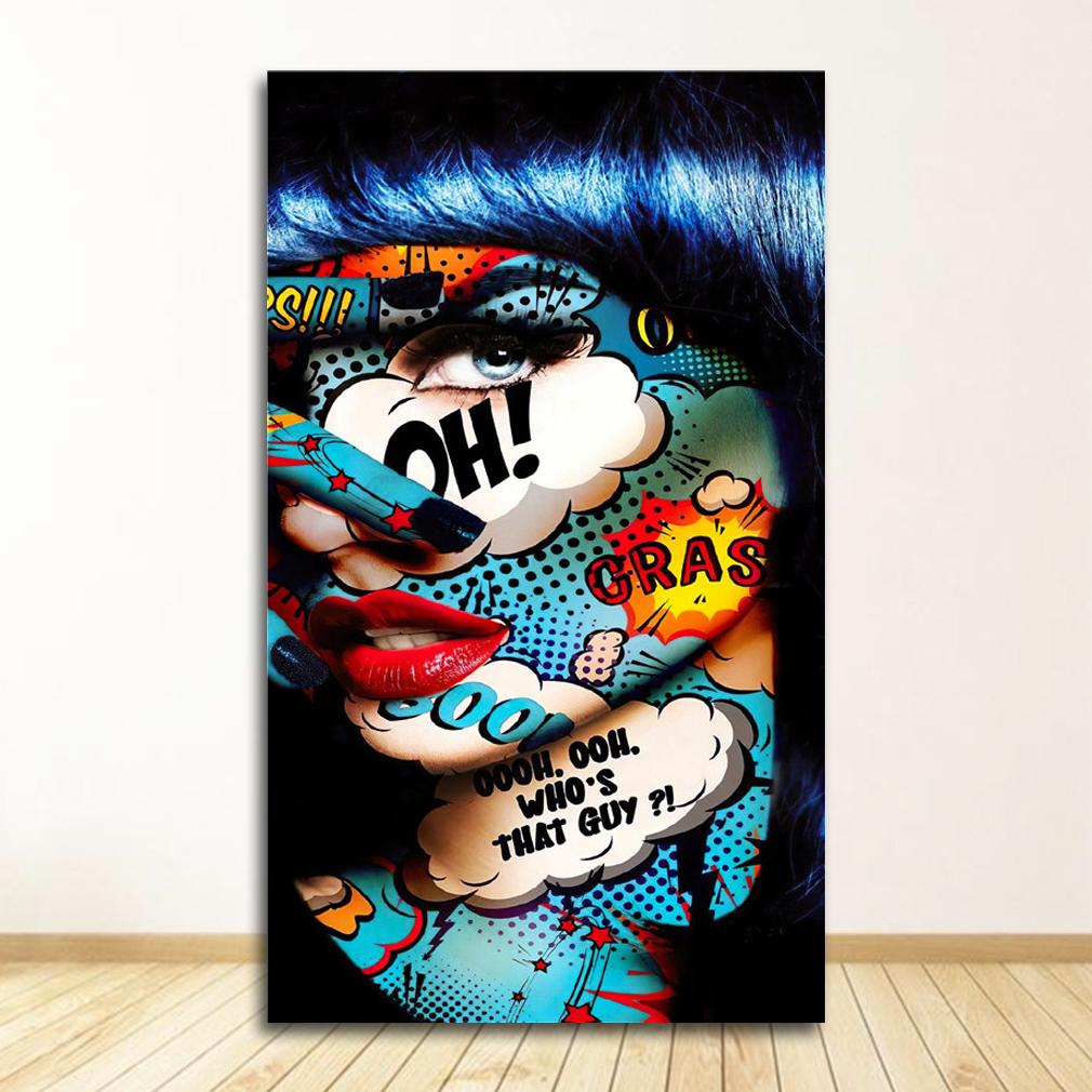 Граффити женский портрет картина маслом плакат и принты Настенный декор для гостиной холст картина настенная живопись домашние постеры