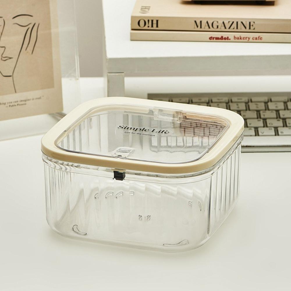 With Lid Mini Trash Can Dust Proof Desktop Storage Box New Transparent Storage Box  Workstation