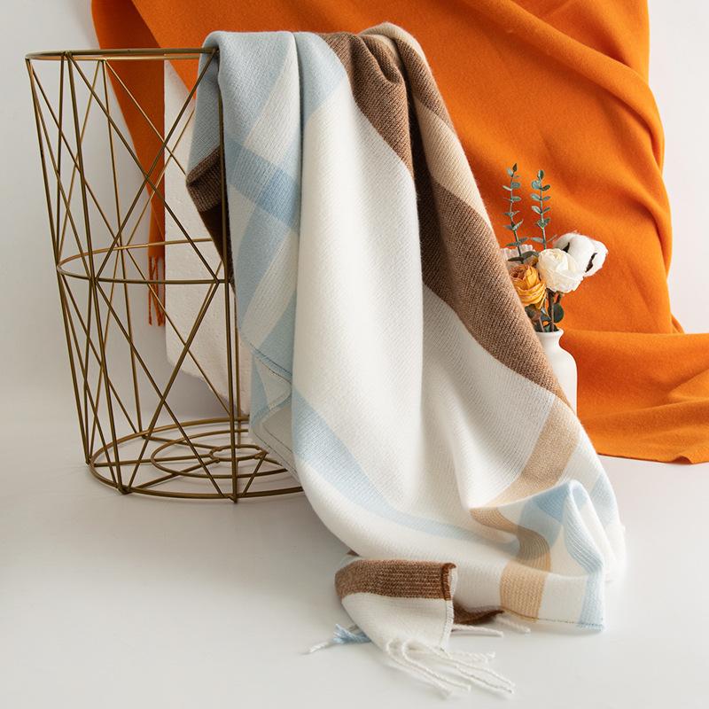 Зимнее чувство роскоши, шарф в британском стиле, универсальный женский и мужской, теплая шаль с бахромой