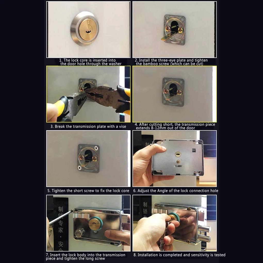 Exterior Iron Door Locks Security Anti-Theft Lock Multiple Insurance Lock Wood Gate Lock Hardware Household Indoor Dormitory