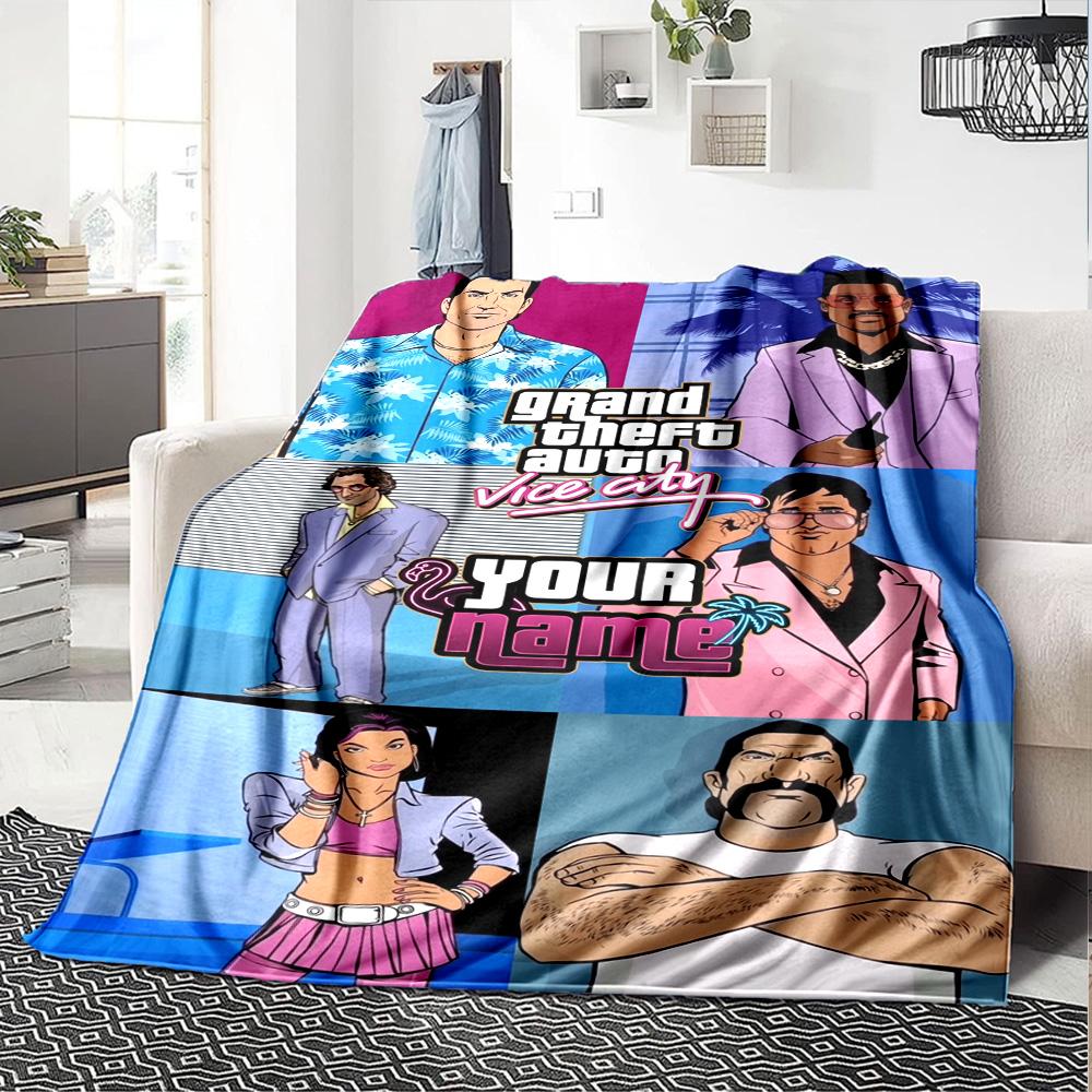 Gta Personalized Name Blanket Multi-purpose Personalized Blanket Soft Warm Cozy Perfect for Livingroom Office Picnics Chair for All Occasions