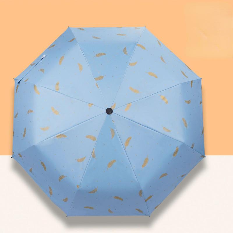 Adult Umbrellas Manual Folding Sun and Rain Umbrellas for Men and Women with Black Rubber Sunscreen and UV Protection