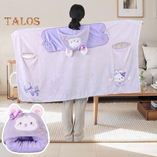 Ворсовый платок, одеяло с капюшоном, ветрозащитное, носимое одеяло, U-образная подушка для хранения, складная, переносная, с капюшоном