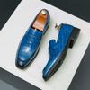 Fashion 2024 Luxury Loafers Men Slip-On Business Formal Casual Shoes Blue MenShoes Leather Men Dress Shoes Wedding Dress Driving Shoes