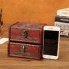 Style Vintage Wooden Box With Lock For Organizing Jewelry Accessories Decoration