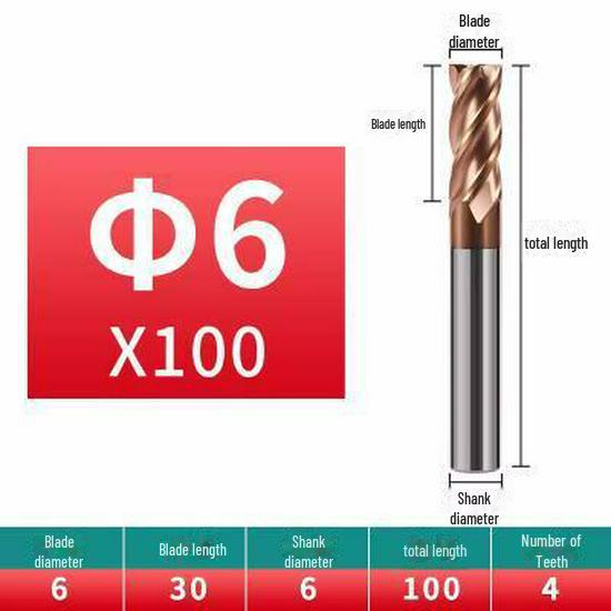 Фреза из вольфрамовой стали с 4 режущими кромками, 55 градусов - цельный твердосплавный концевой резец с прямым хвостовиком - фреза с ЧПУ