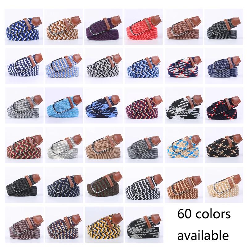 107 см унисекс повседневный вязаный женский ремень с пряжкой из тканого холста эластичный расширяемый плетеный эластичный джинсовый ремень для мужчин