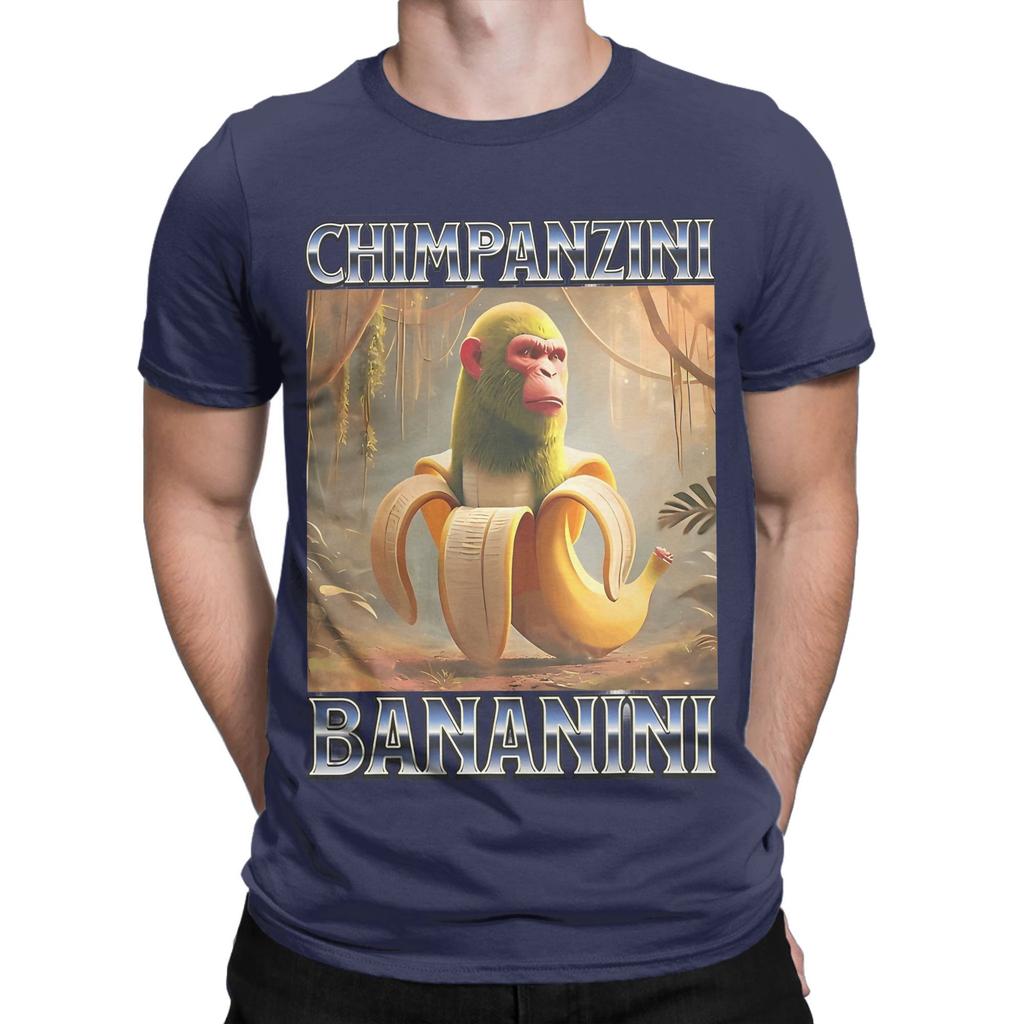 Men Women Printed Chimpanzini Bananini Funny Italian Brainrot Meme T Shirt Tee Pure Cotton  T-shirts Clothes