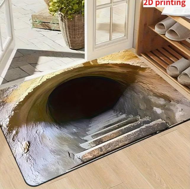1Piece Rainbow Siege Frost Trap Door Mat Suitable for Living Rooms and Corridors - Rectangular Mechanism Decorative Mats