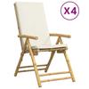 VidaXL Lot de 4 Chaises Inclinables de Jardin Pliantes avec Coussins, Sièges avec Accoudoirs, Fauteuils avec Dossier de 3208927